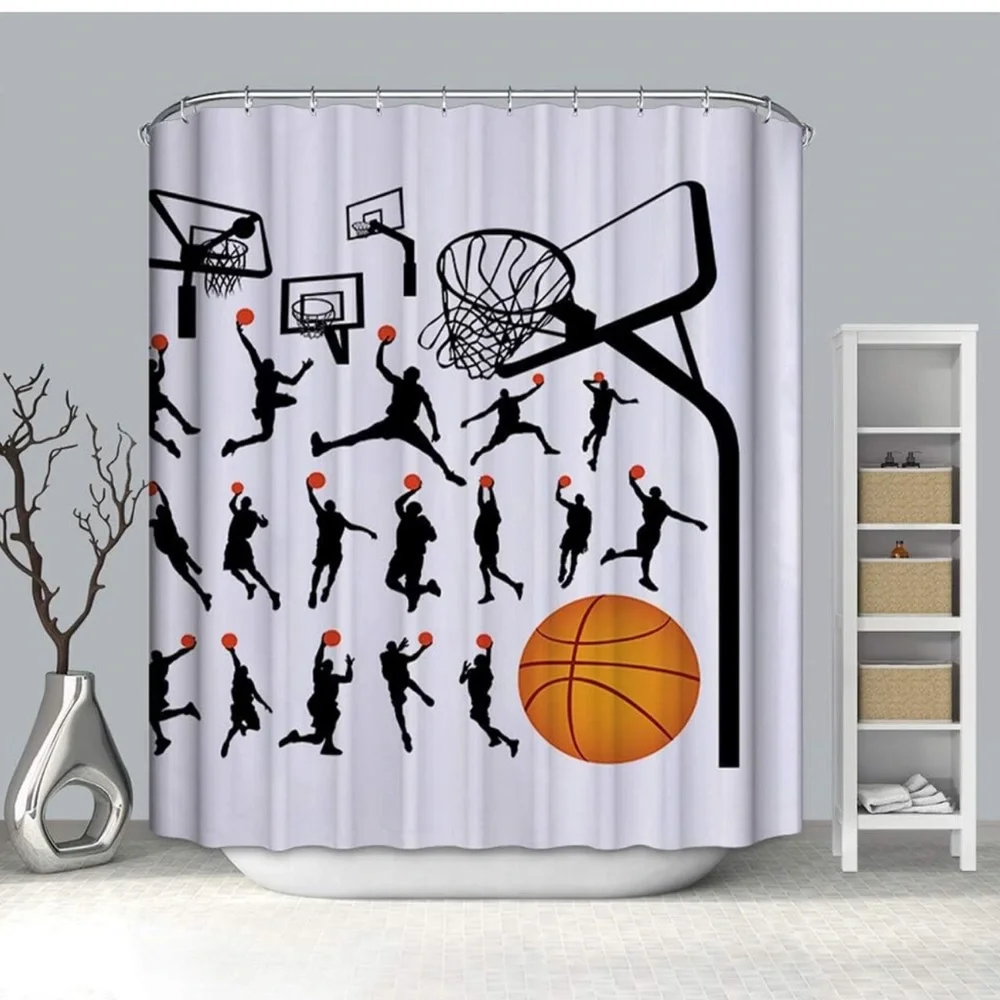 Fabric Basketball, shower curtain slam dunk 72 x 72” NEW !